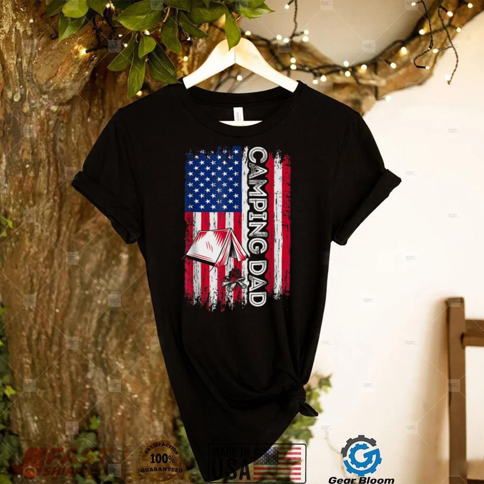 Camping DAD American Flag Camper Dad Father's Day T Shirt