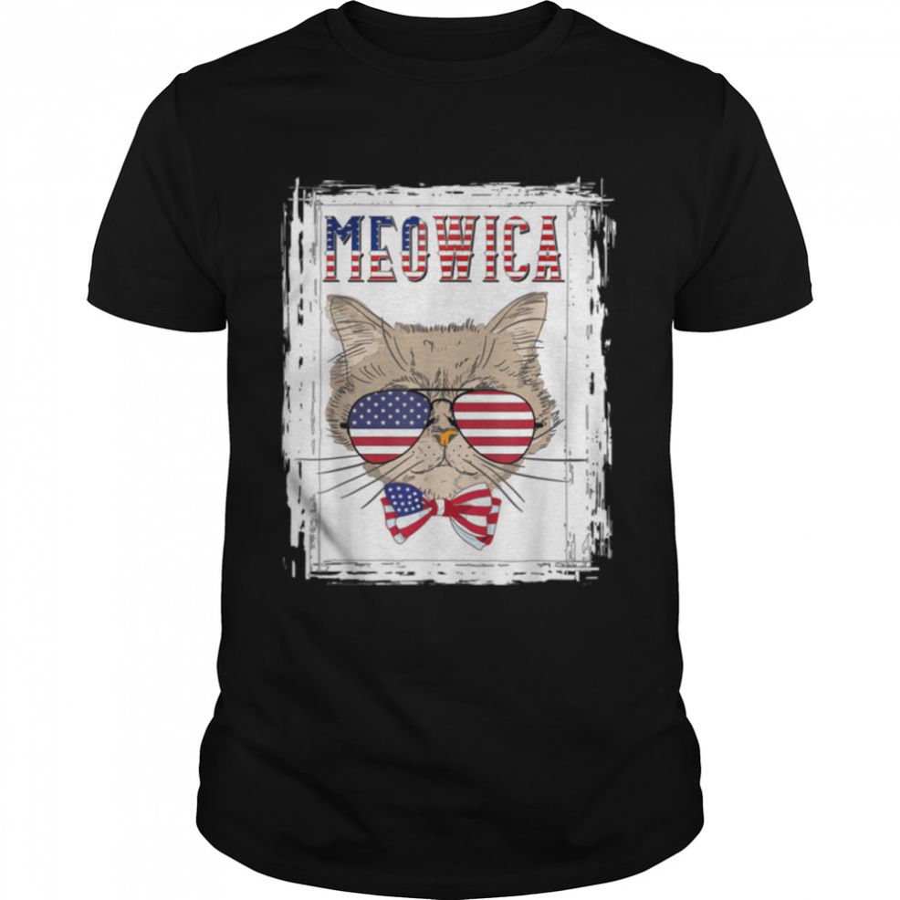 Cat 4th Of July Gift Meowica Merica Men USA American Flag T Shirt B09ZHR78HP