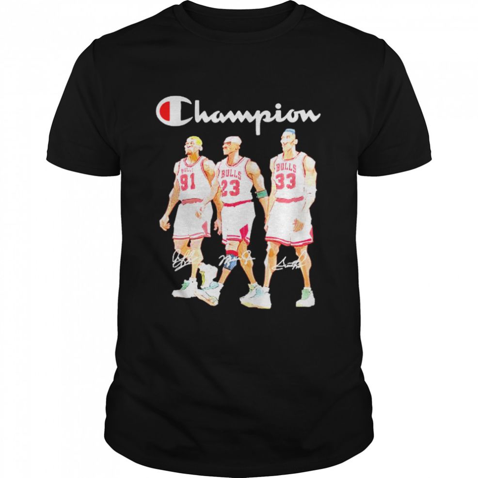 Chicago Bulls Champion Dennis Rodman Michael Jordan And Scottie Pippen Signatures Shirt