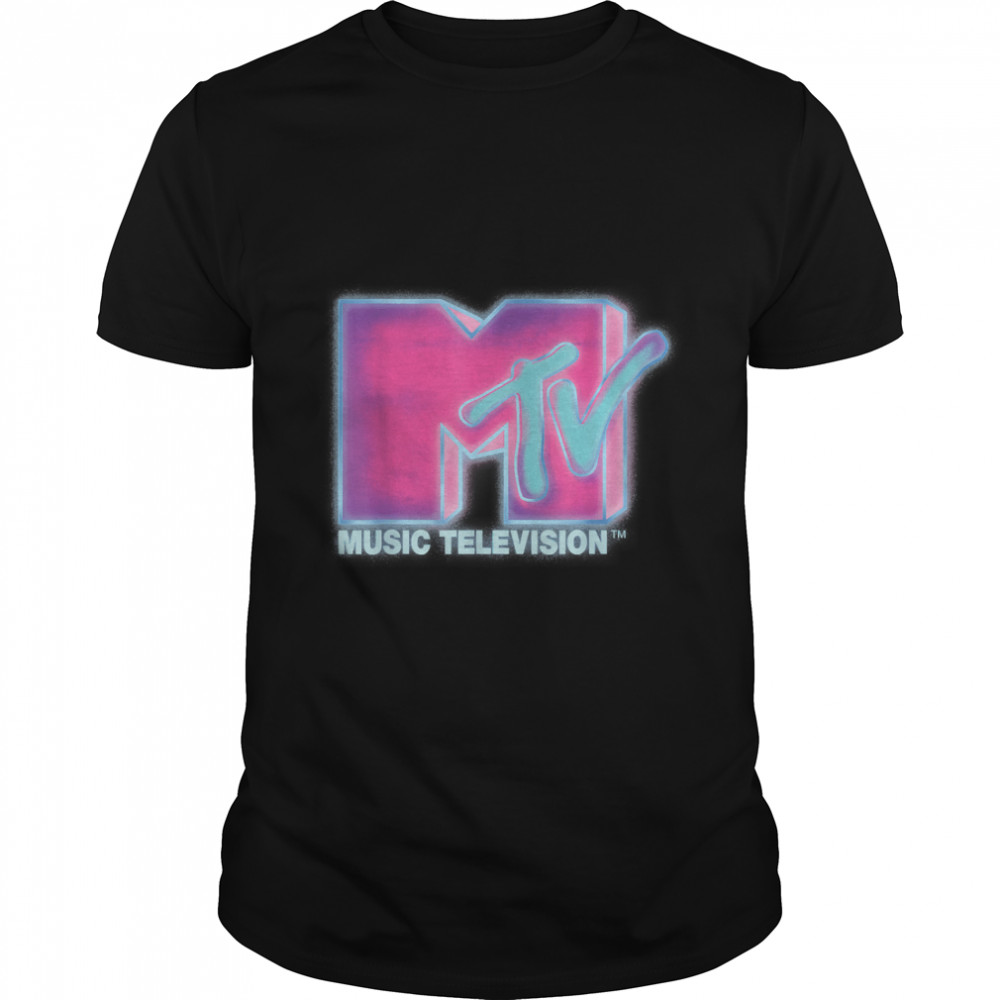 Classic MTV Pink And Blue Neon Logo T- Shirts T-Shirt