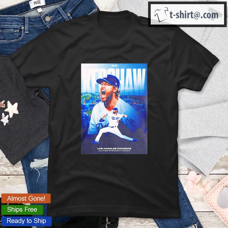 Clayton Kershaw Los Angeles Dodgers All Time Strikeouts Leader T Shirt