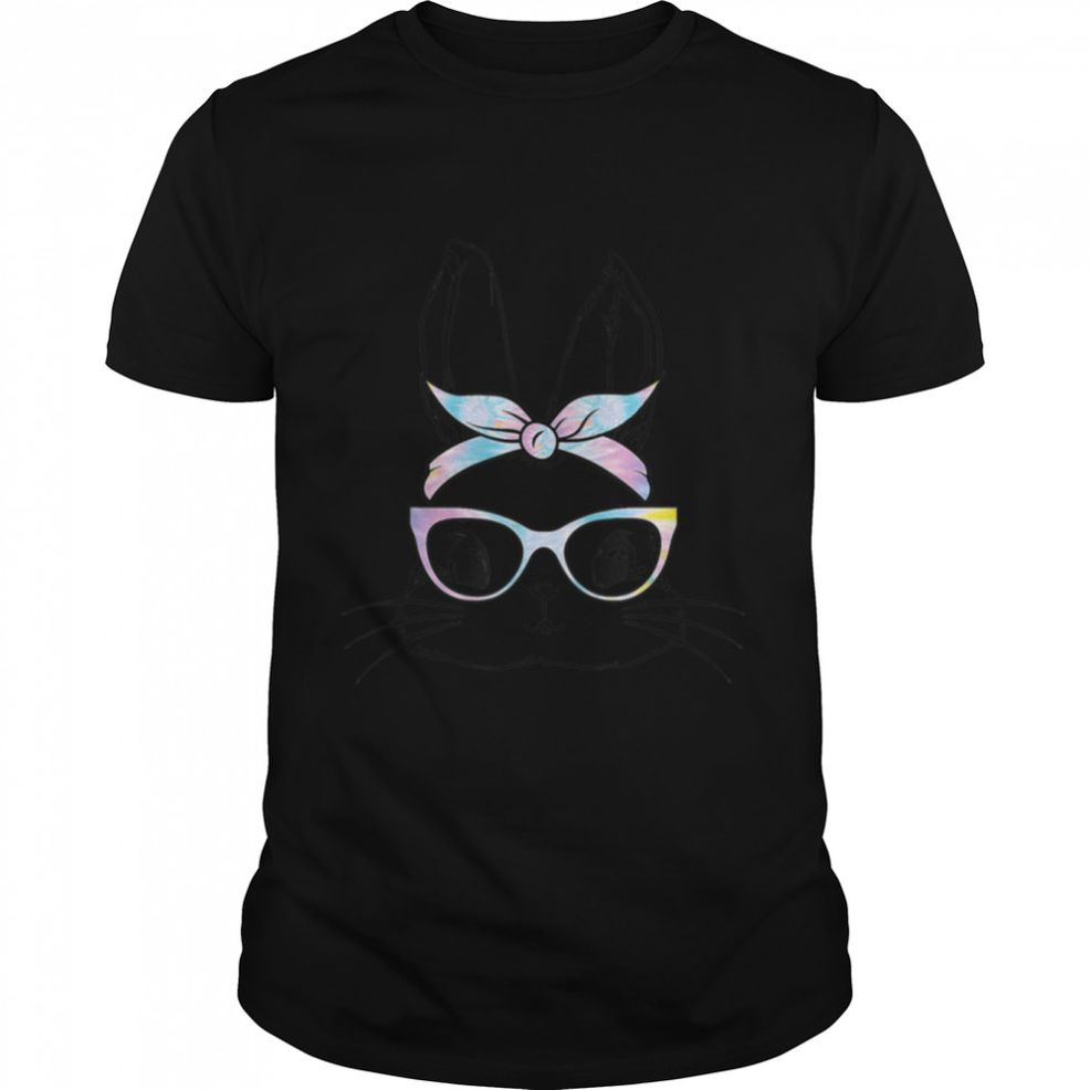 Cute Bunny Face Tie Dye Glasses Headband Happy Easter Day T Shirt B09W8WLBSK