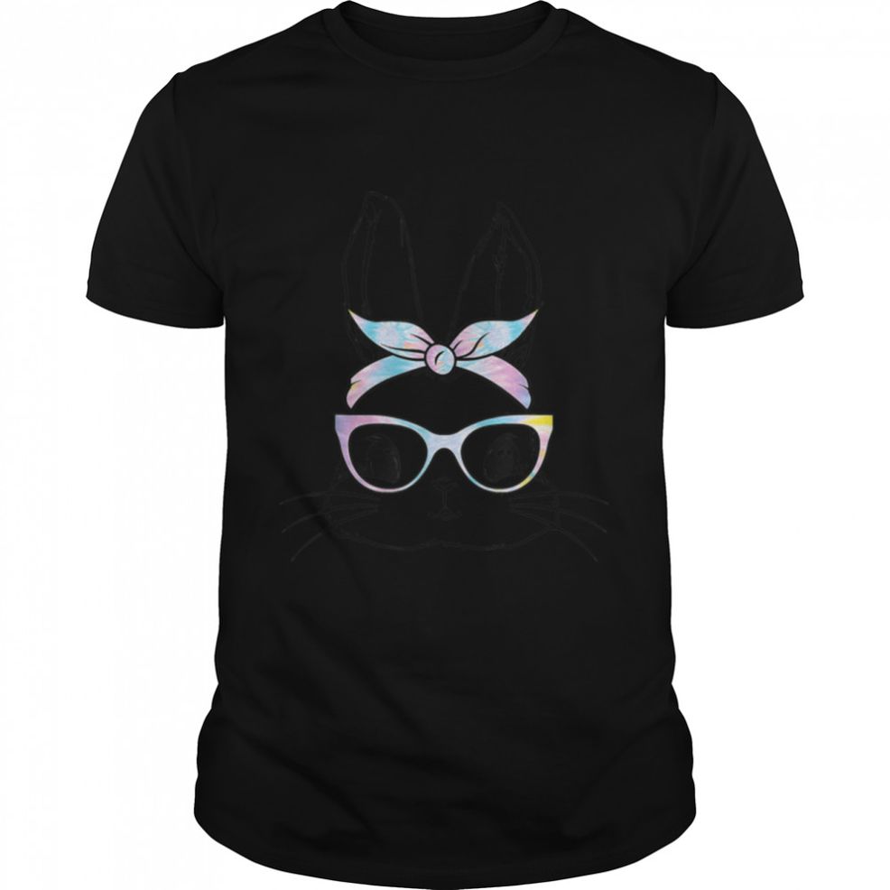 Cute Bunny Face Tie Dye Glasses Headband Happy Easter Day T Shirt B09W94VQKZ