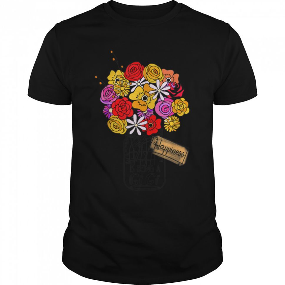 Cute Womens Happiness Is Being A Gigi Flowers Art T Shirt B09W659Z16