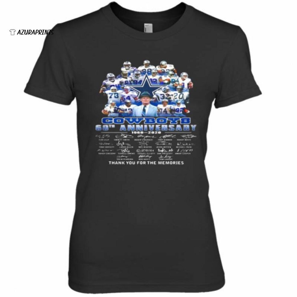 Dallas Cowboys Football Team 60Th Anniversary 1960 2020 Thank You For The Memories Signatures Premium Women 039;s T Shirt