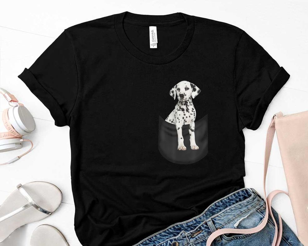 Dalmatian Pocket Funny Fathers Day Dog Gifts Shirt