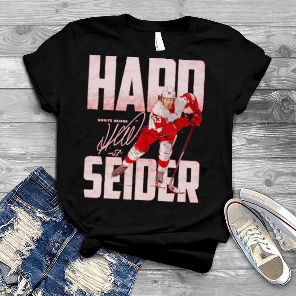 Detroit Red Wings Moritz Seider Hard Seider Bold Signature Shirt
