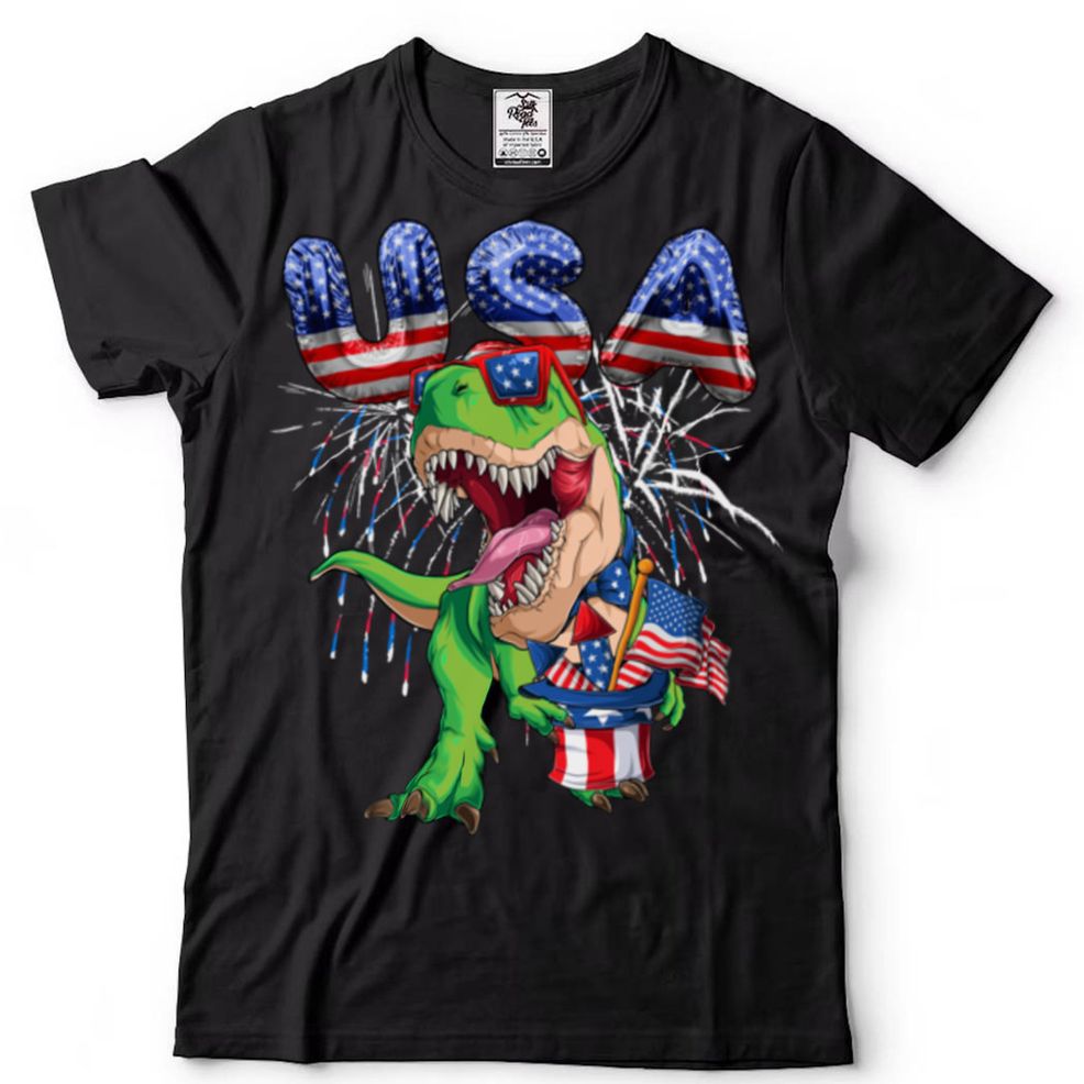 Dinosaur 4th Of July Boys T Rex Merica American Flag USA Sweatshirt