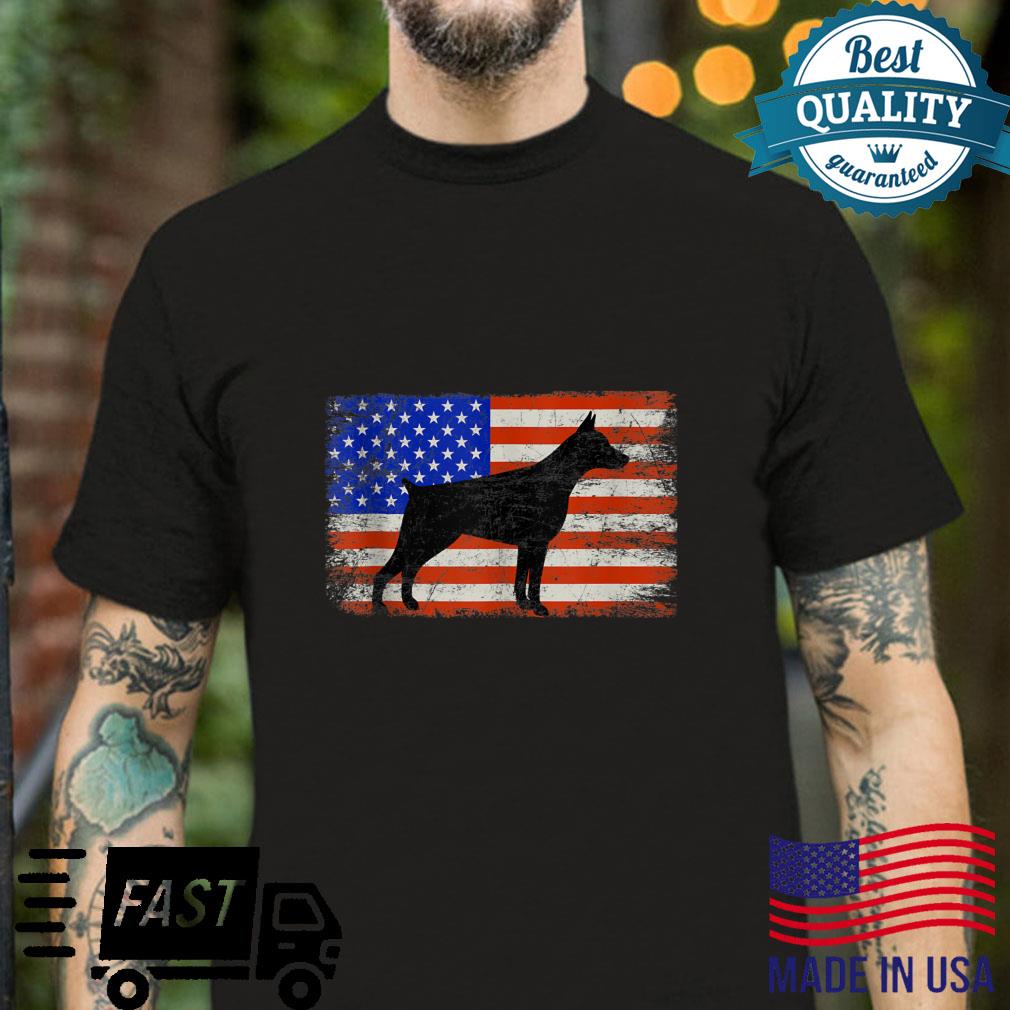 Doberman Pinscher Dog Vintage American USA Flag Shirt