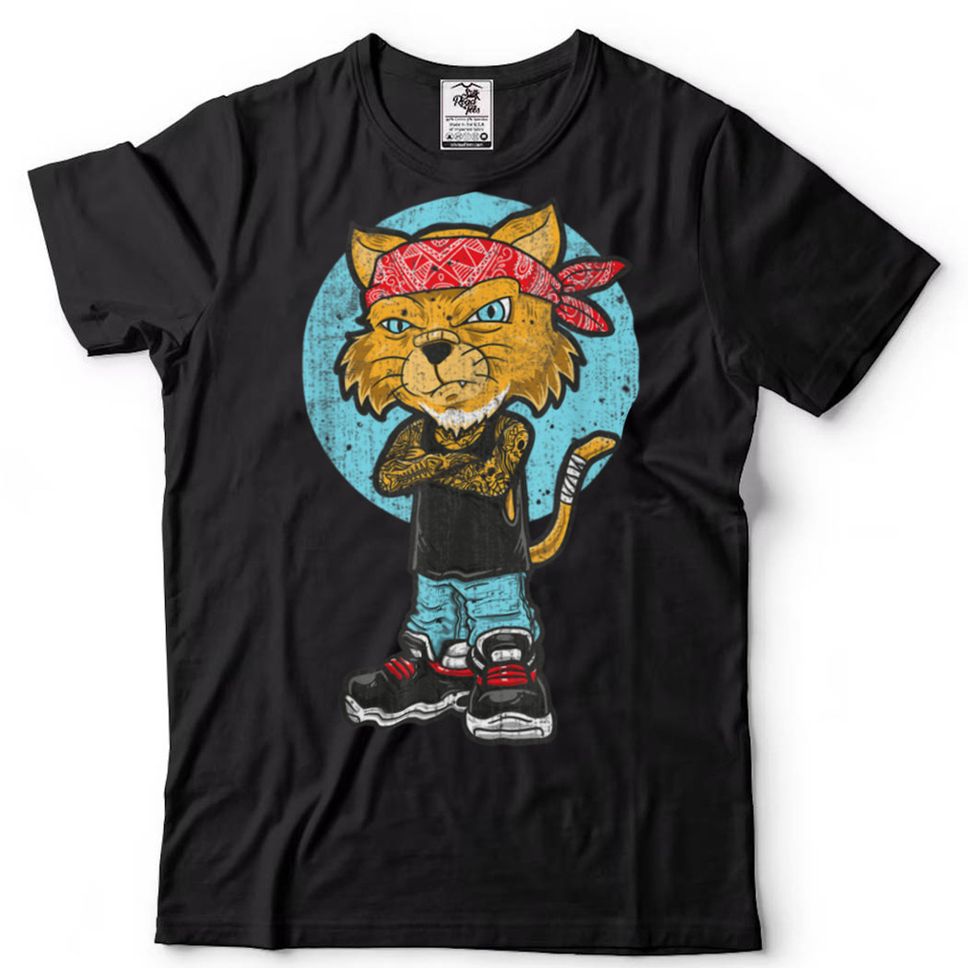 Elegant Hiphop Cat With A Bandana T Shirt Hoodie