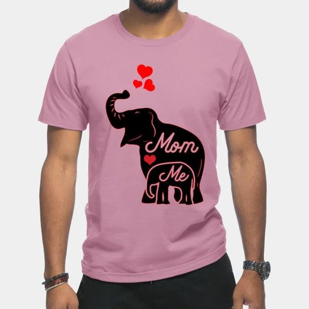 Elephant Mom And Me With Hearts Mother's Day T Shirt