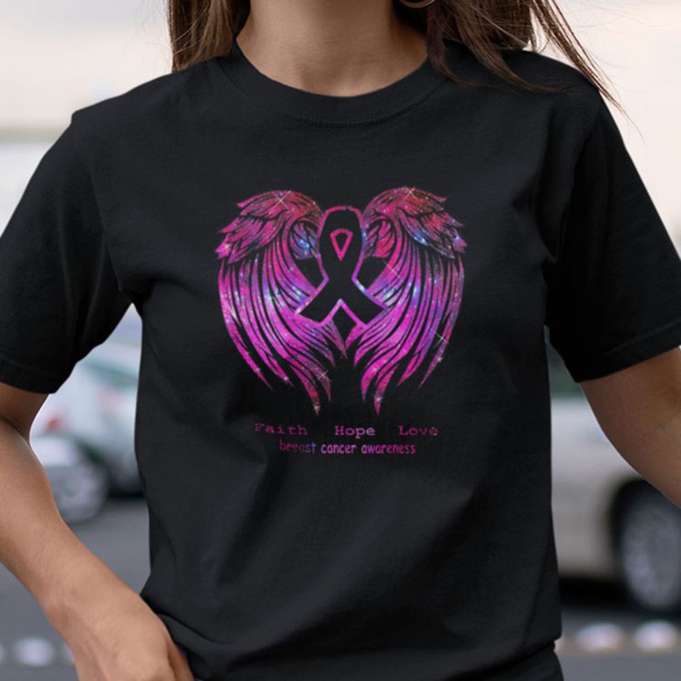 Faith Hope Love Breast Cancer Awareness Shirt Angel Wing