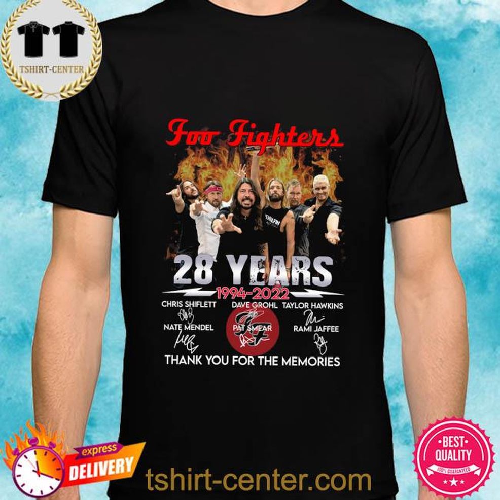 Foo Fighters 28 Years 1994 2022 Thank You For The Memories Signatures Shirt