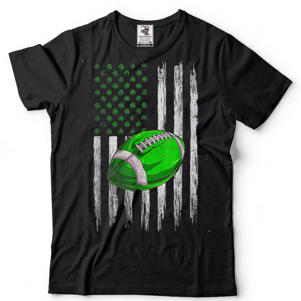 Football Shamrock St Patrick's Day Funny USA Flag Football T Shirt