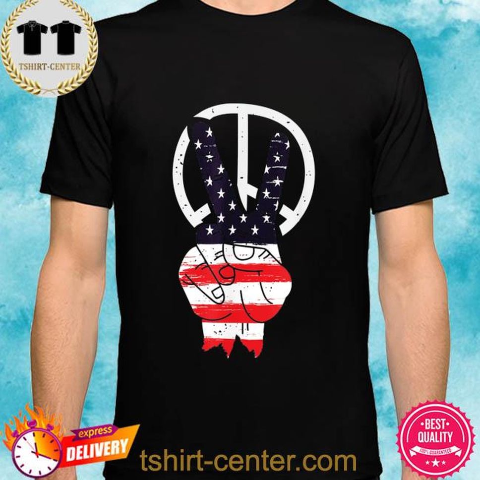 Fourth 4th Of July American Flag Peace Shirt