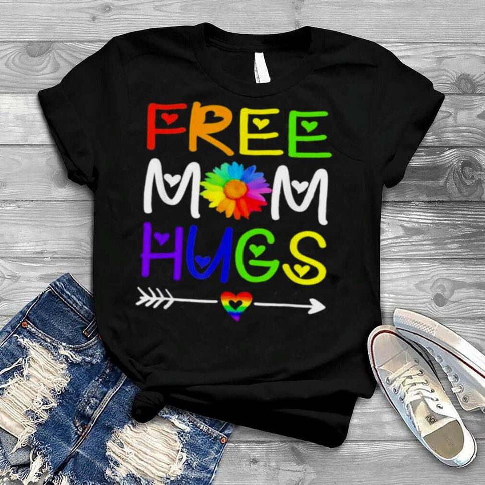 Free Mom Hugs Daisy Rainbow Heart LGBT Pride Month Shirt