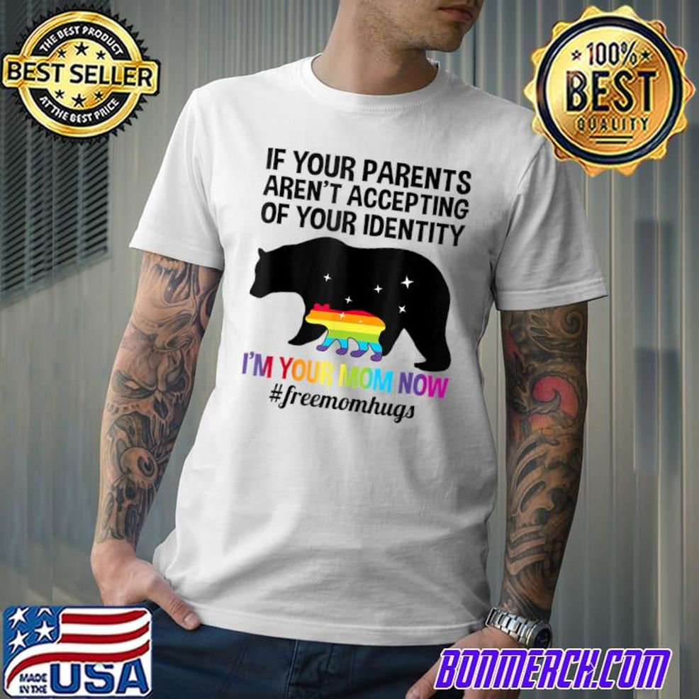 Free Mom Hugs LGBT Pride Gifts Mama Bear LGBT Month T Shirt