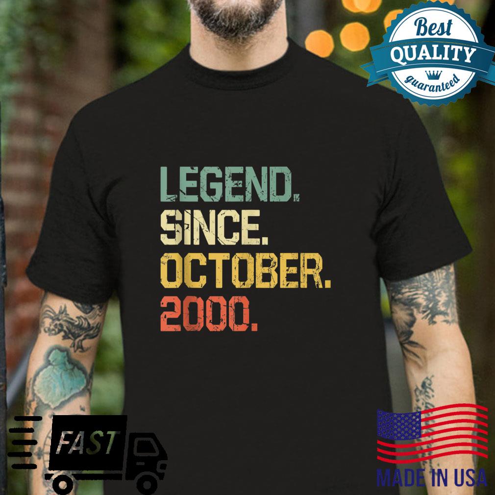 Funny 22 Years Old Shirt Vintage Legend Since October 2000 Shirt