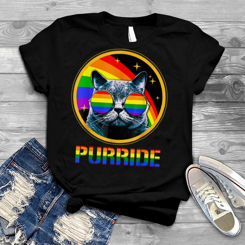 Funny Cat Gay Pride Rainbow Sunglasses LGBTQ LGBT T Shirt