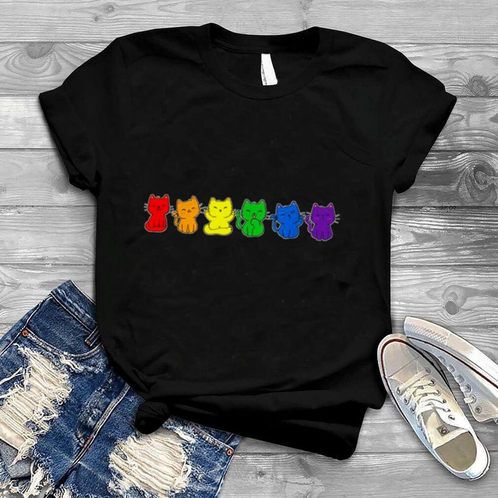 Gay Pride Cats LGBT Rainbow Flag LGBTQ Cute Cat Shirt