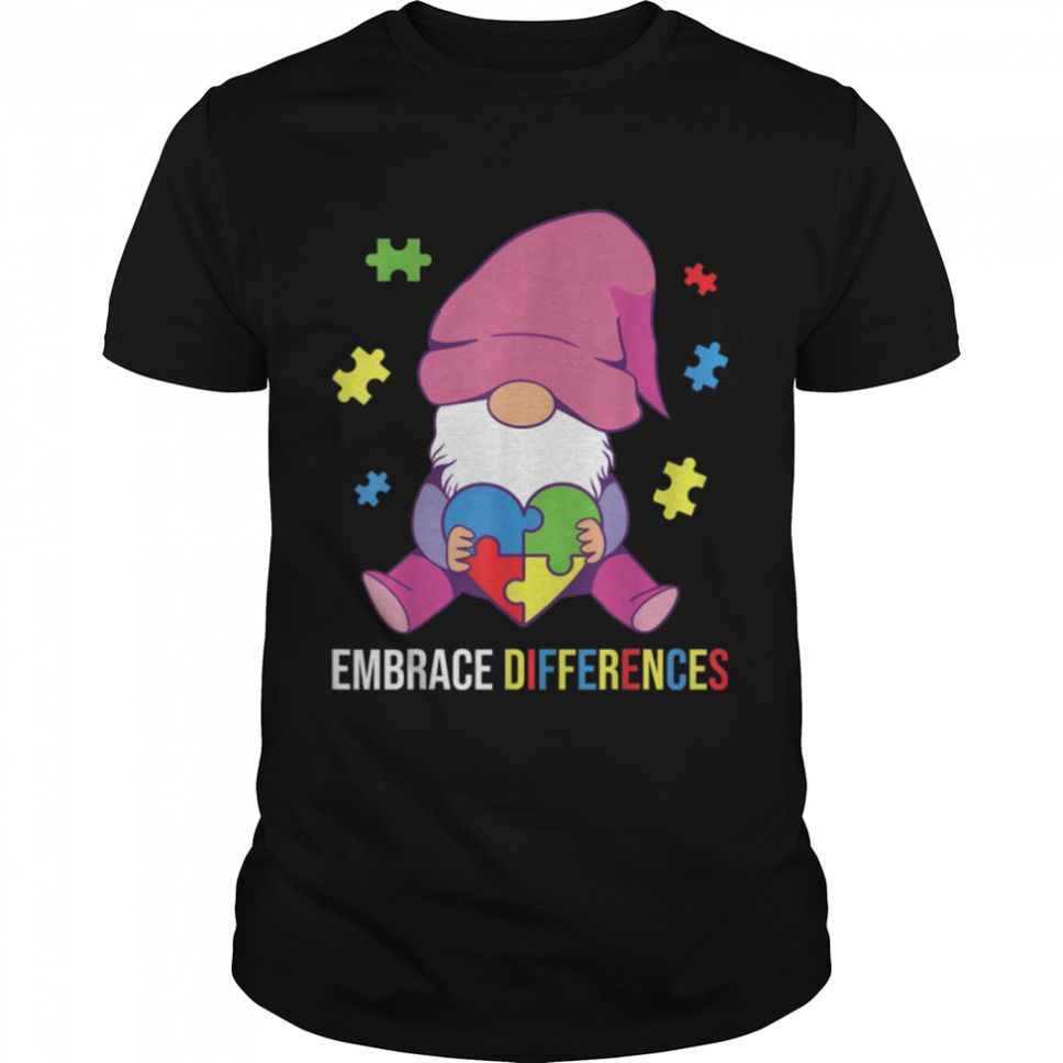 Gnome Embrace Differences Autism Awareness Autistic ASD T Shirt B09W5TPWBY