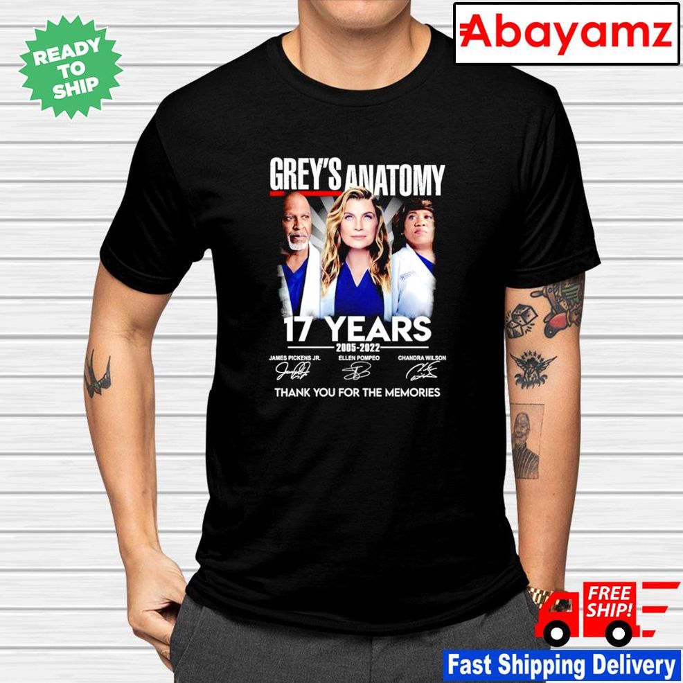 Grey's Anatomy 17 Years 2005 2022 Thank You For The Memories Signatures Shirt
