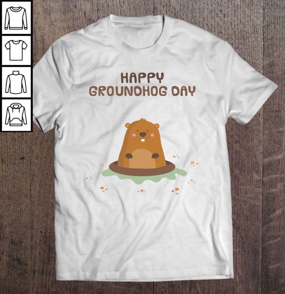 Happy Groundhog Day White V Neck T Shirt