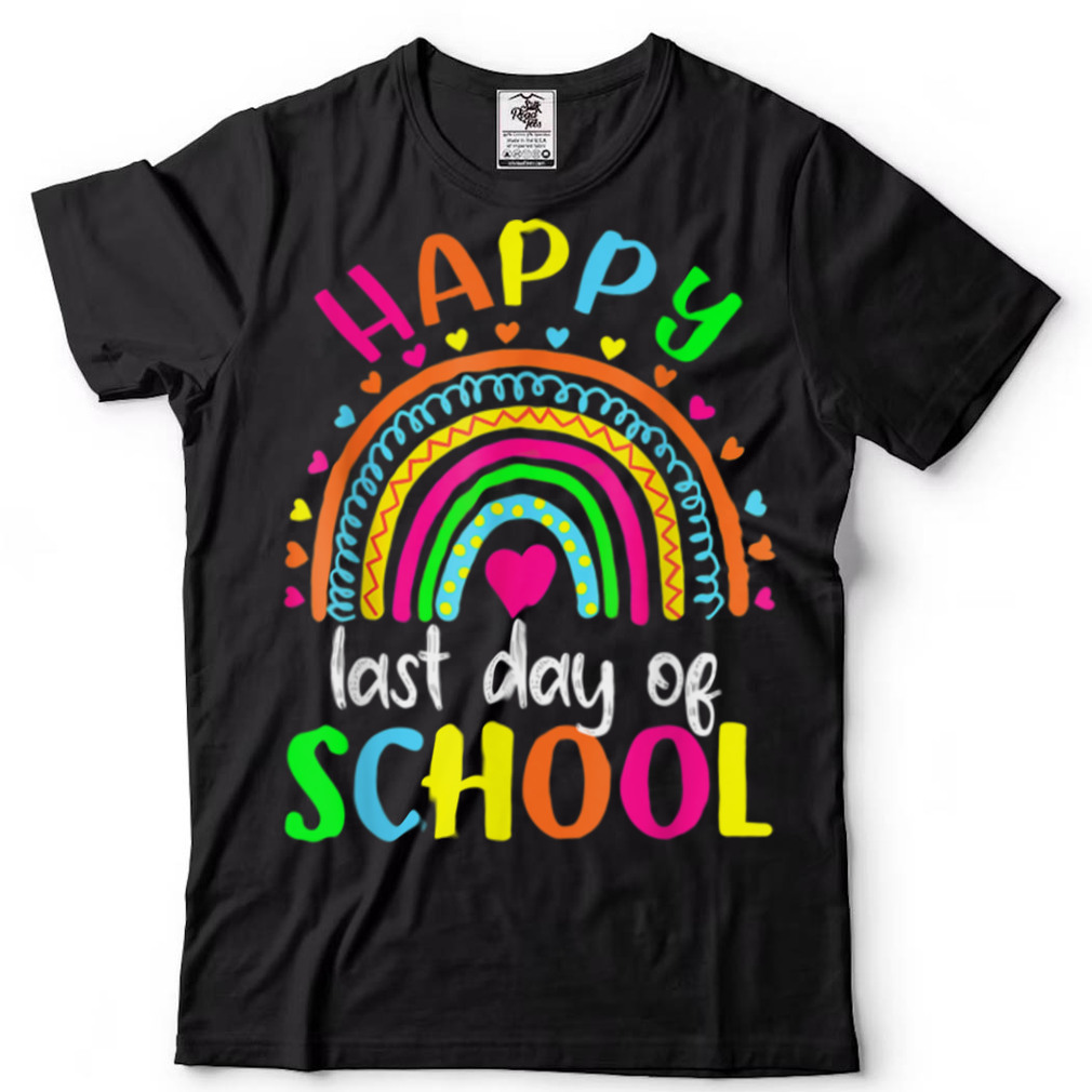 Happy Last Day Of School Rainbow Leopard Teacher Kids T Shirt