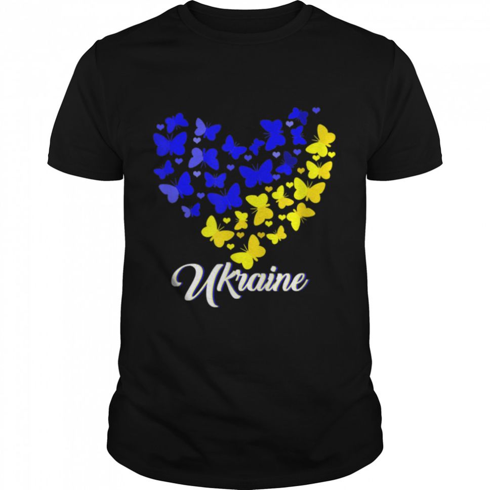 Heart Heart Ukraine Shirt Butterfly I Stand With Ukraine T Shirt B09W5JRJN1