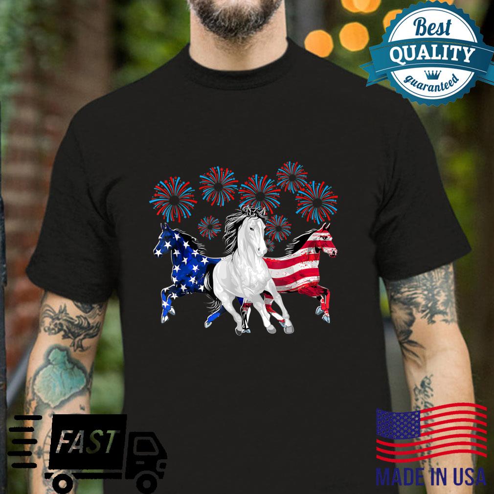 Horses Fireworks 4th of July US Independence Day Shirt