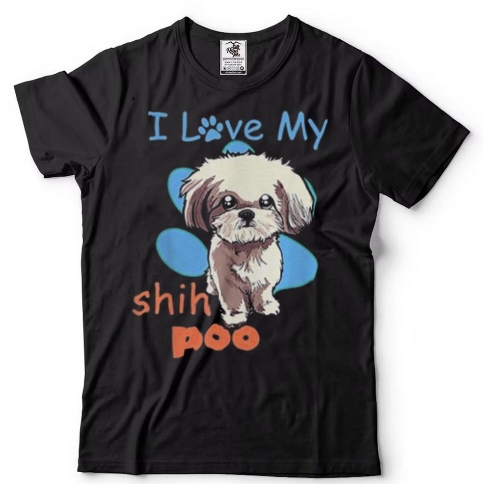 I Love My Shih Poo Best Dog Lover Paw Print Christmas Shirt