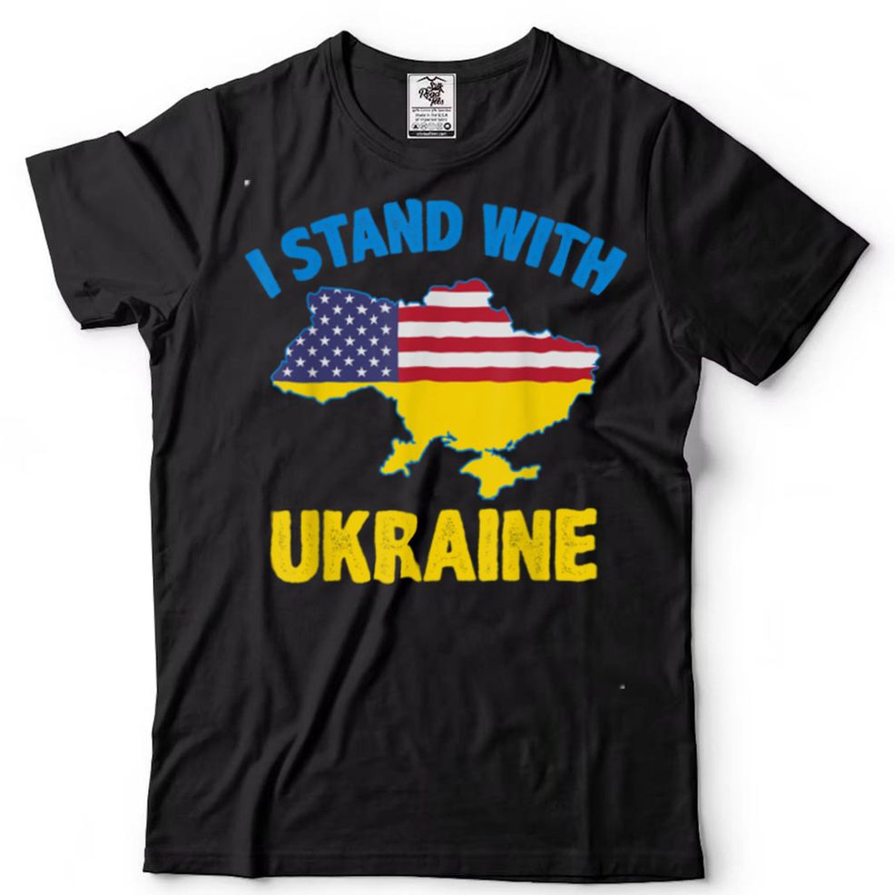 I Stand With Ukraine Map American Flag US Support Ukrainian T Shirt