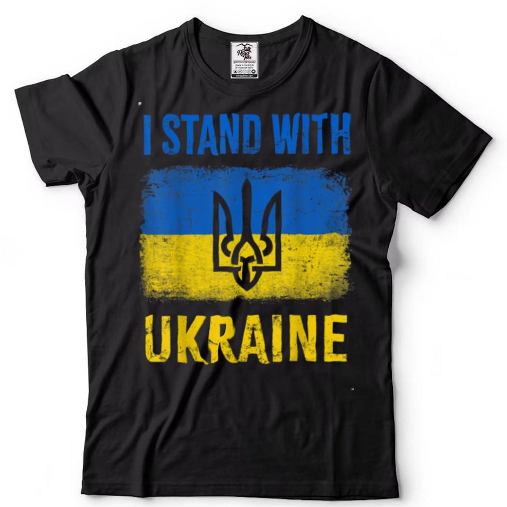 I Stand With Ukraine Support UKRAINE Ukrainian American Flag T Shirt