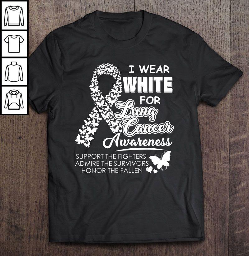 I Wear White For Lung Cancer Awareness White Ribbon TShirt