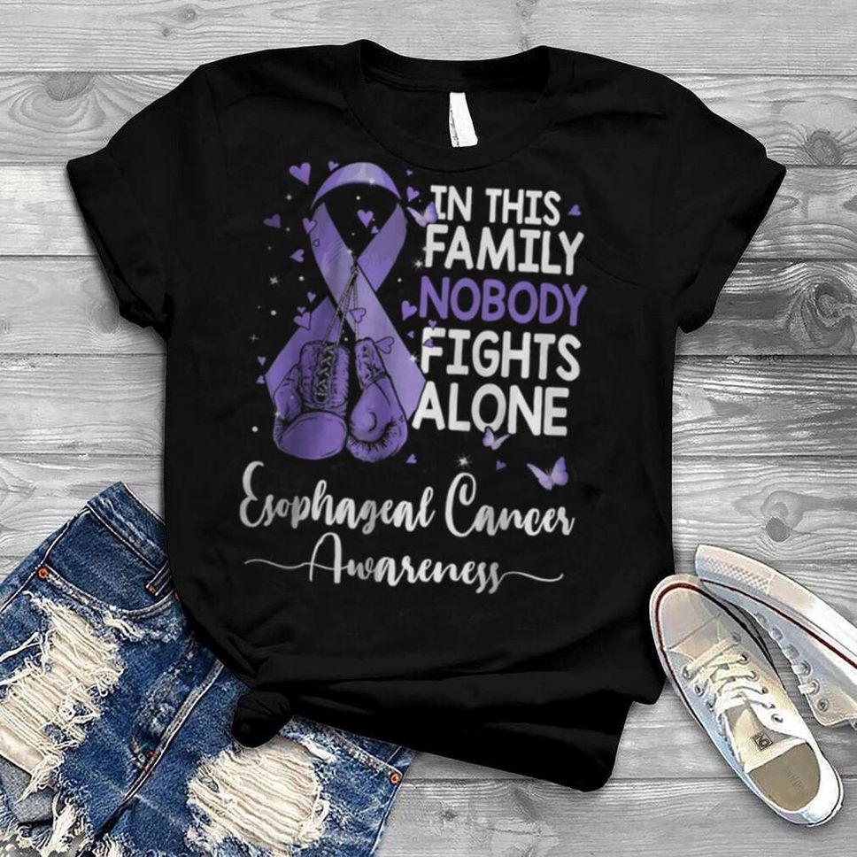 In This Family Nobody Fights Alone Esophageal Cancer Awareness T Shirt