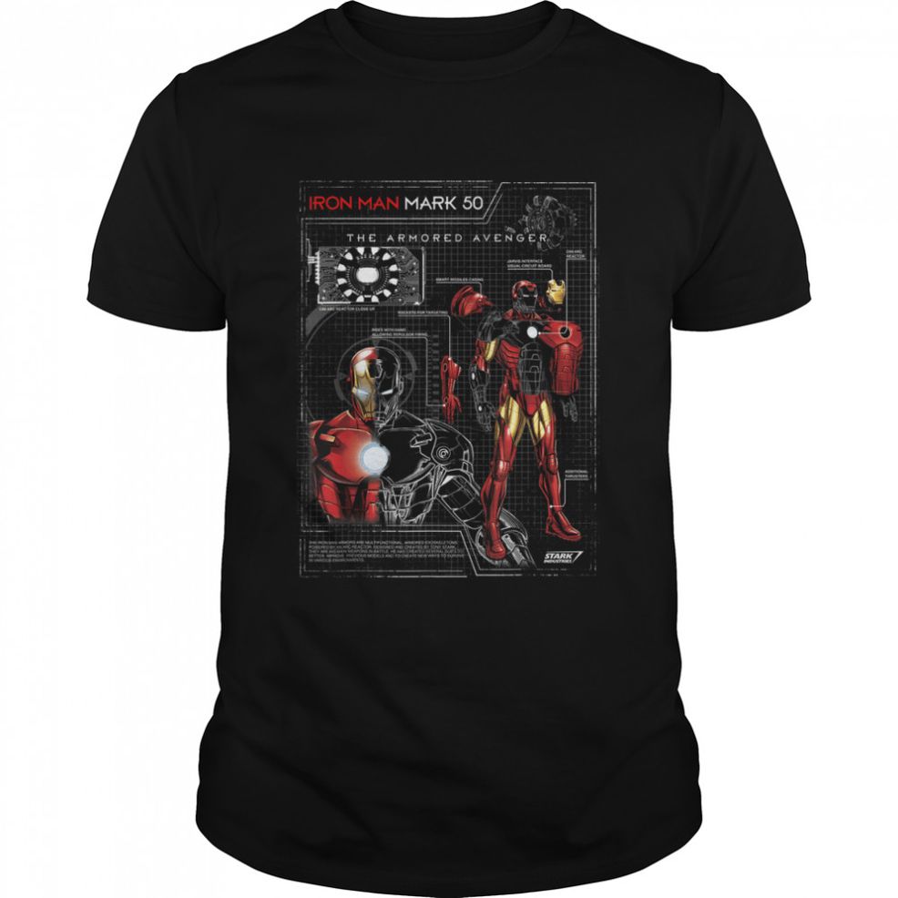 Iron Man Armor Plated Suit Blue Print Schematic T Shirt