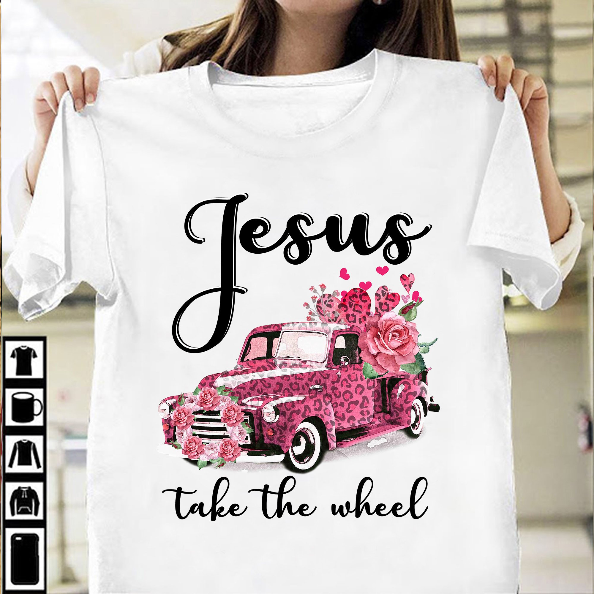 Jesus Take The Wheel Truck Leopard Flower Shirt