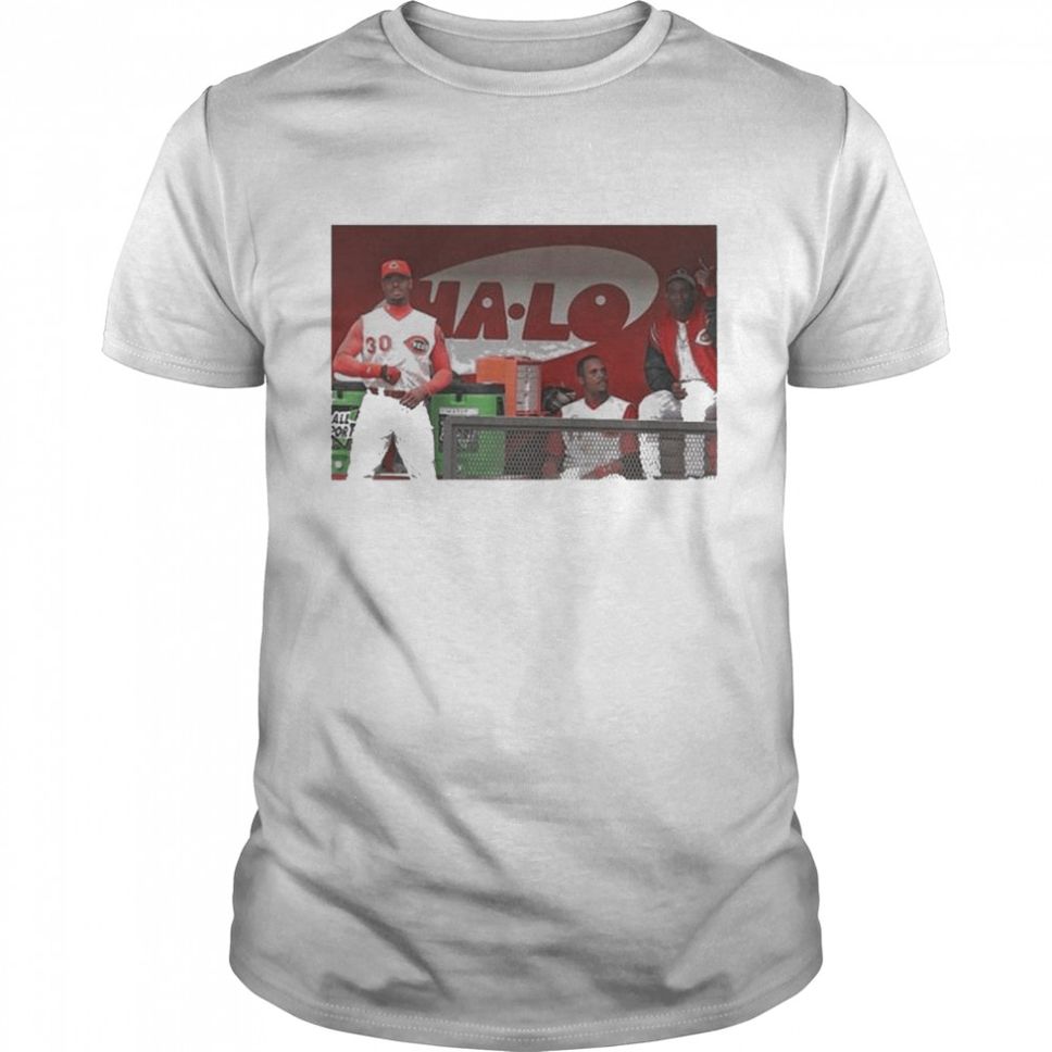 Ken Griffey Jr Barry Larkin And Deion Sanders Together In The Reds Dugout Atbbttr T Shirt