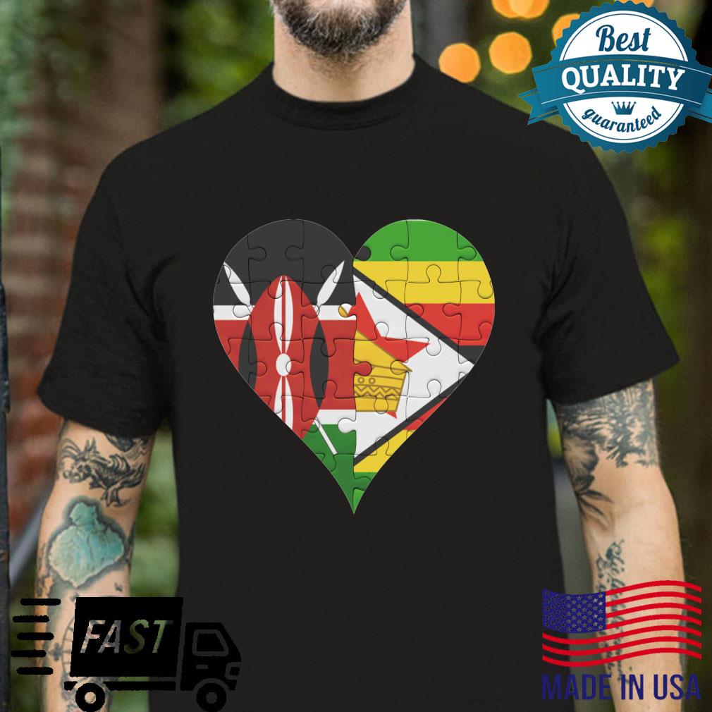 Kenyan Zimbabwean Flag Heart Shirt
