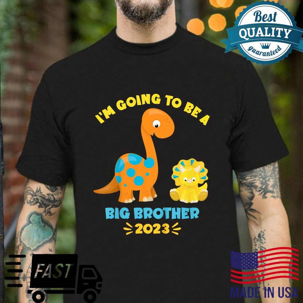 Kids 2023 I'm Going To Be A Big Brother Brontosaurus Dinosaur Shirt
