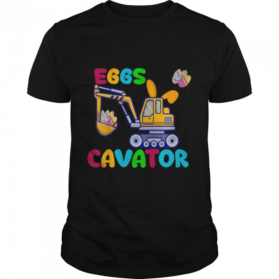 Kids EggsCavator Happy Easter Funny Excavator Hunting Egg Kids T Shirt B09W94W7B5