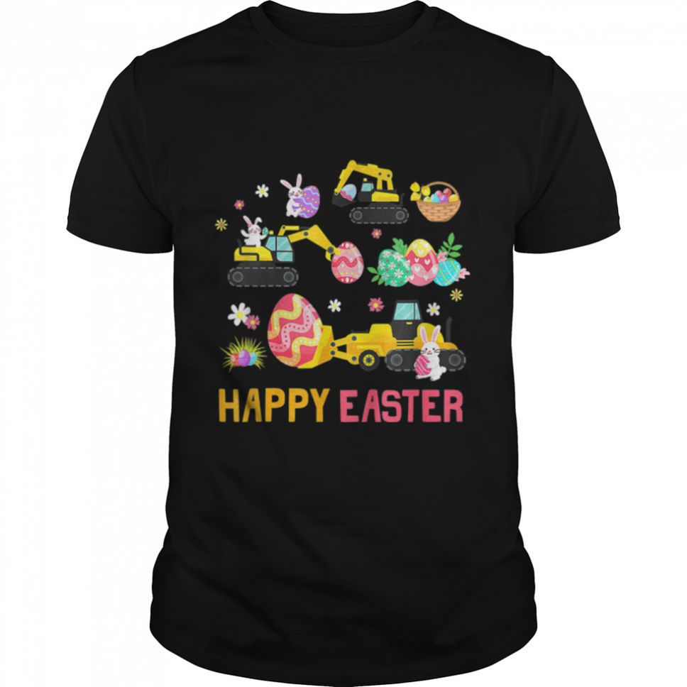 Kids Happy Easter Construction Crane Truck Boys Toddler T Shirt B09W93GG2C