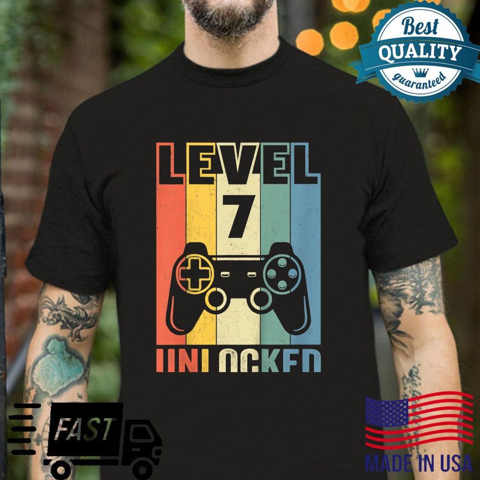Kids Level 7 Unlocked Shirt Video Gamer 7th Birthday Shirt