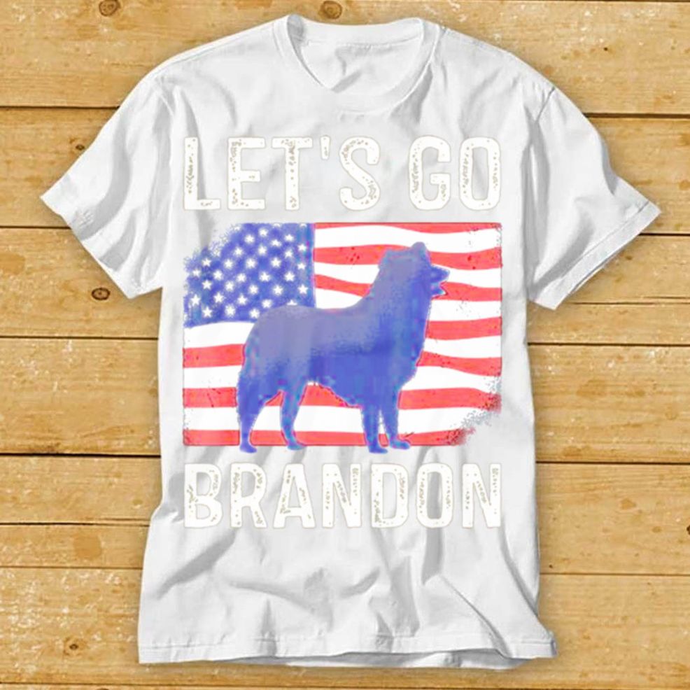 Lets Go Brandon Retro Dog US Flag Funny Conservative 2021 T Shirt