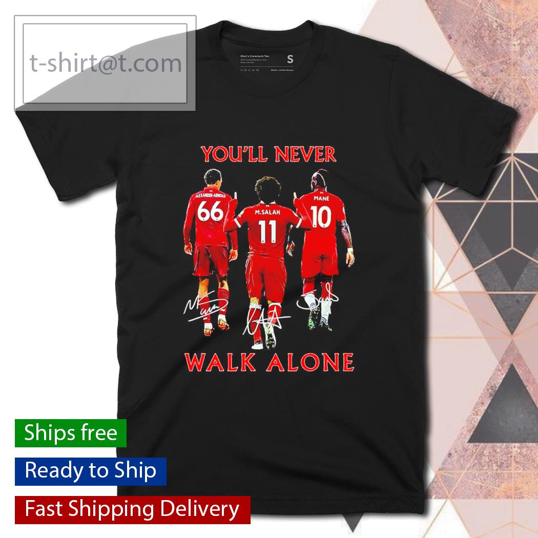Liverpool Alexander Arnold Mohamed Salah Sadio Mané you’ll never walk alone signatures shirt