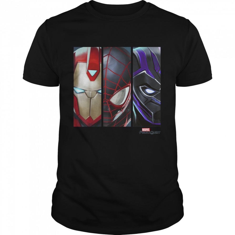Marvel Puzzle Quest Close Up Heros Trio Graphic T Shirt