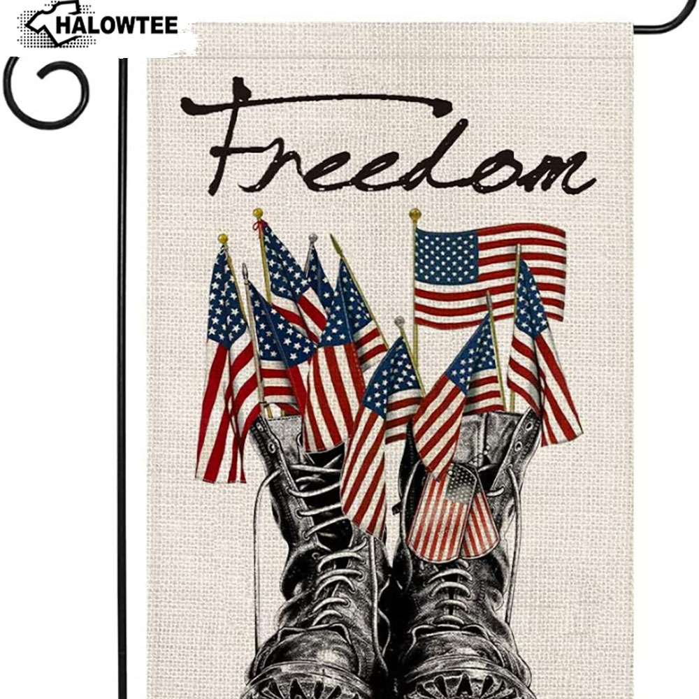 Memorial Day Freedom Boots America Flag US Independence Day Flag Indoor Outdoor Decor