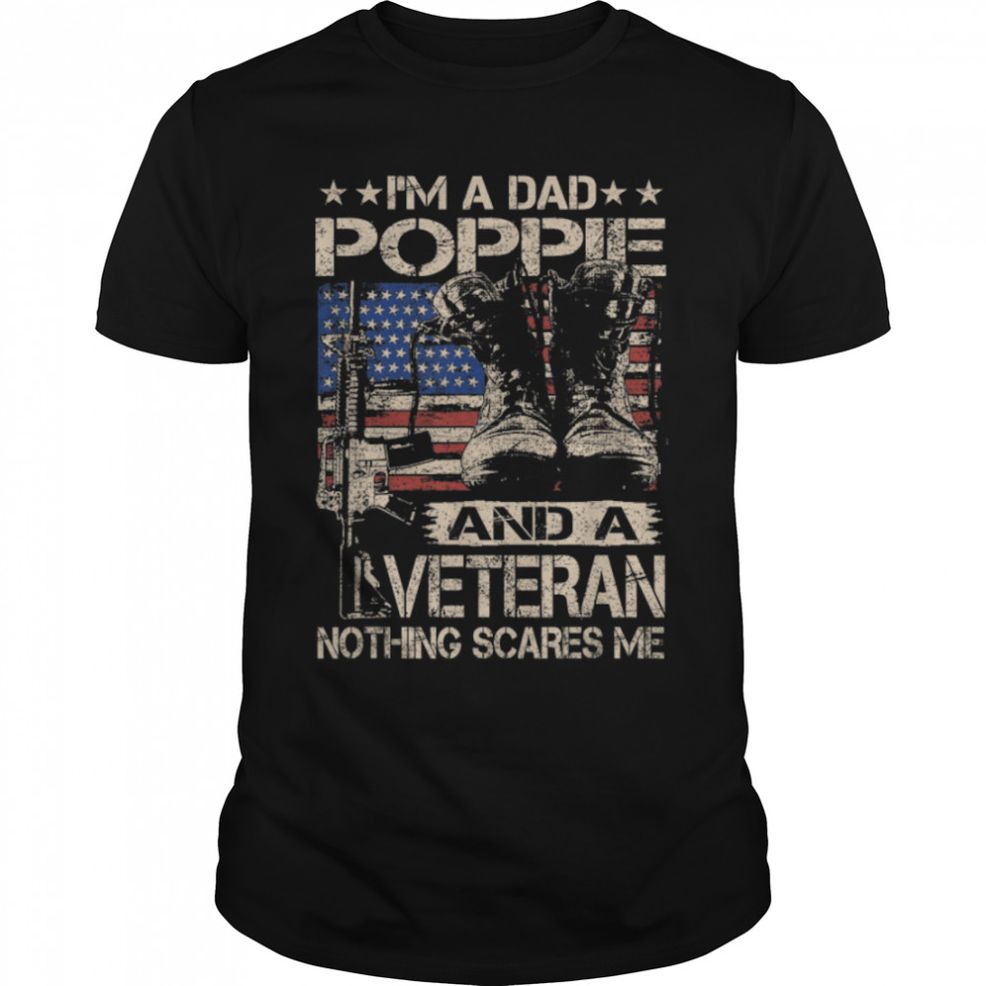 Mens I'm A Dad Poppie And A Veteran Funny Poppie Father's Day T Shirt B09ZHFX11S