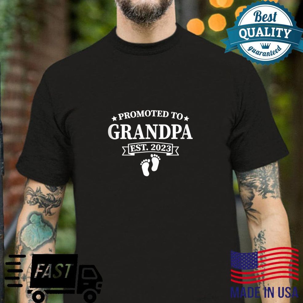 Mens Promoted To Grandpa Est 2023, Baby Announcement Shirt