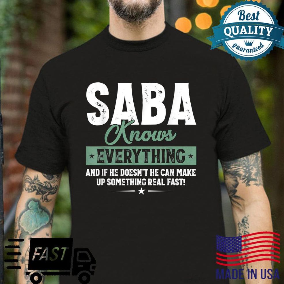 Mens Vintage Saba Knows Everything 60th For Fathers Day Shirt